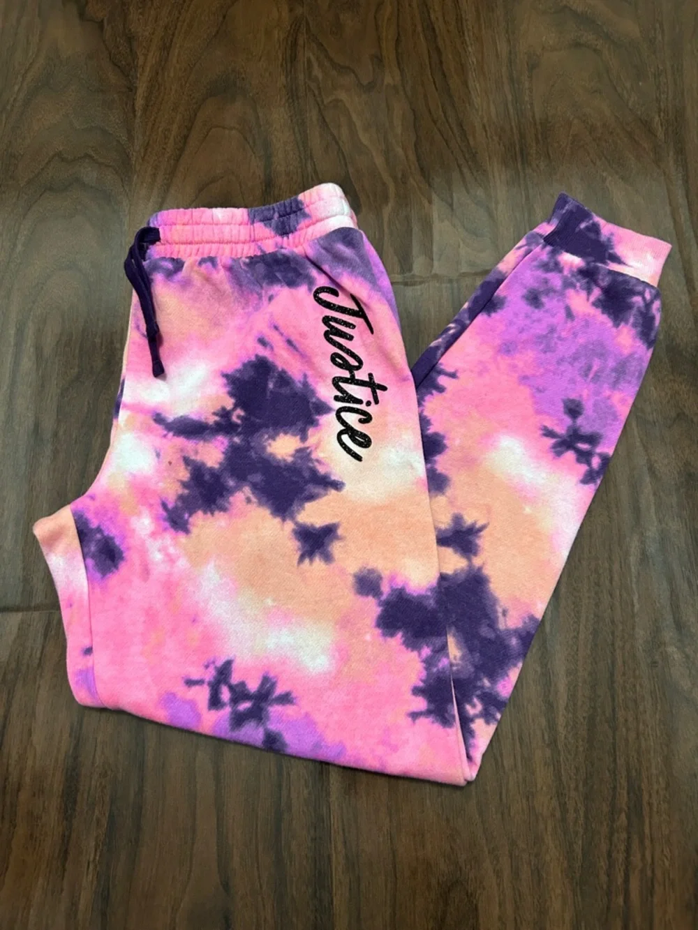 Justice Pink and Purple Tie-Dye Joggers